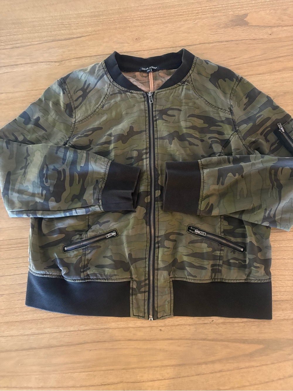 Dear John Camo Bomber Jacket - Green - Large